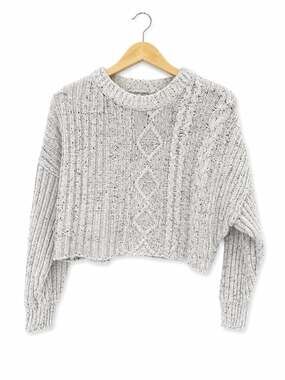 Free People On Your Side Slouchy Cable Knit Cropped Pullover Sweater Size XS